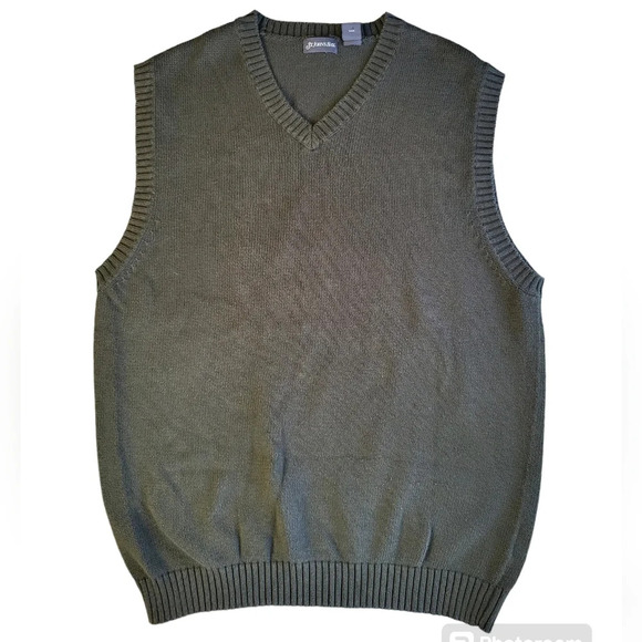 St. John's Bay Green Knit Grandpa Sweater Vest - Picture 9 of 9